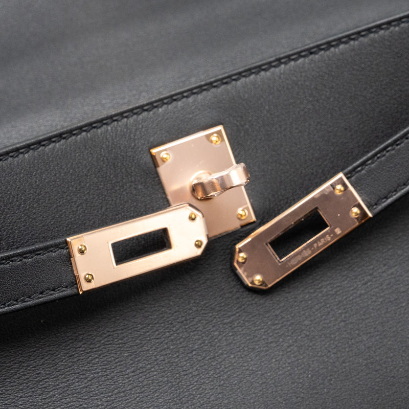 Hermes Kelly Pochette Swift Black RGHW Stamp Z