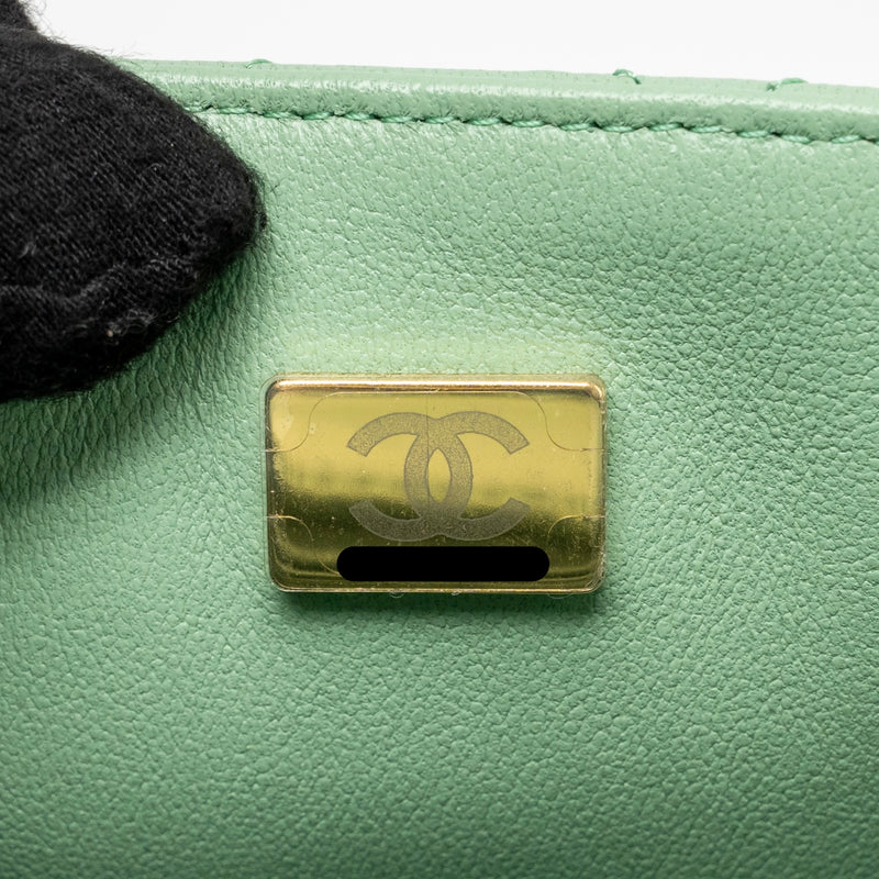 Chanel 23P Top Handle Mini Rectangular Lambskin Light Green LGHW (Microchip)