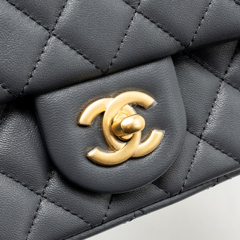Chanel 23K Pearl Crush Mini Rectangular Flap Bag Dark Grey GHW (Microchip)