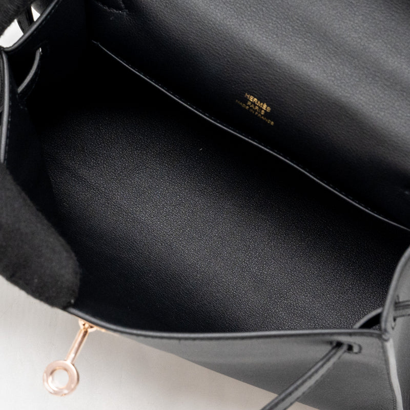 Hermes Kelly Pochette Swift Black RGHW Stamp Z