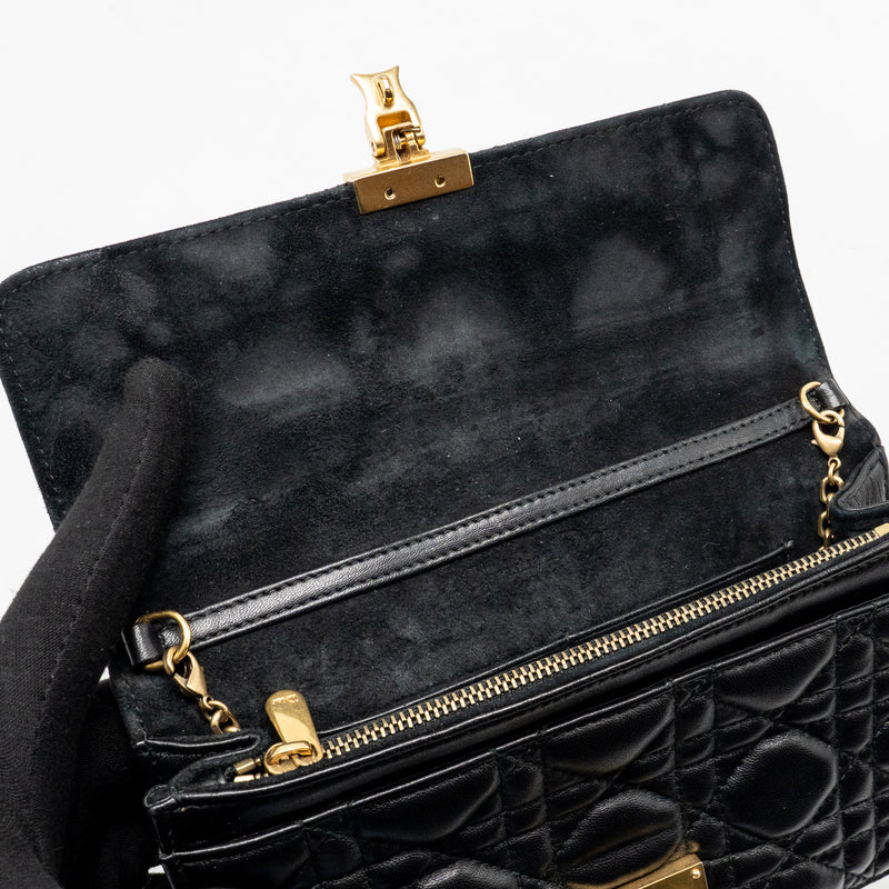 Dior Dioraddict Wallet on Chain Cannage Leather Black GHW