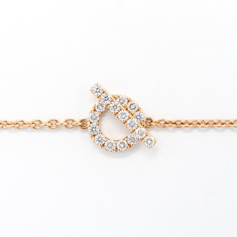 Hermes size SH finesse bracelet rose gold diamonds