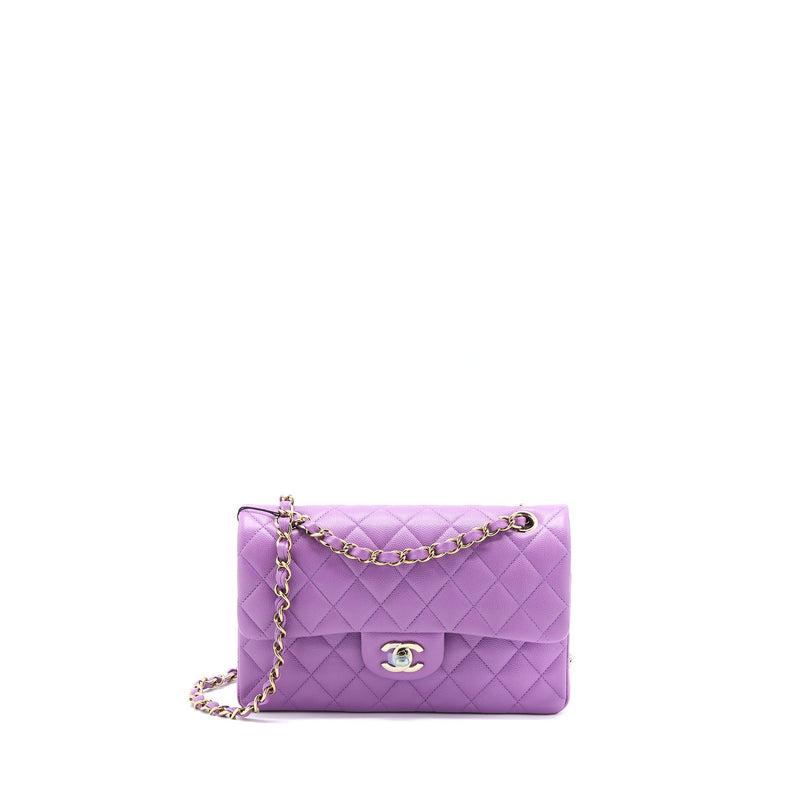 Chanel 22S Small Classic Double Flap Bag Caviar Purple LGHW (Microchip