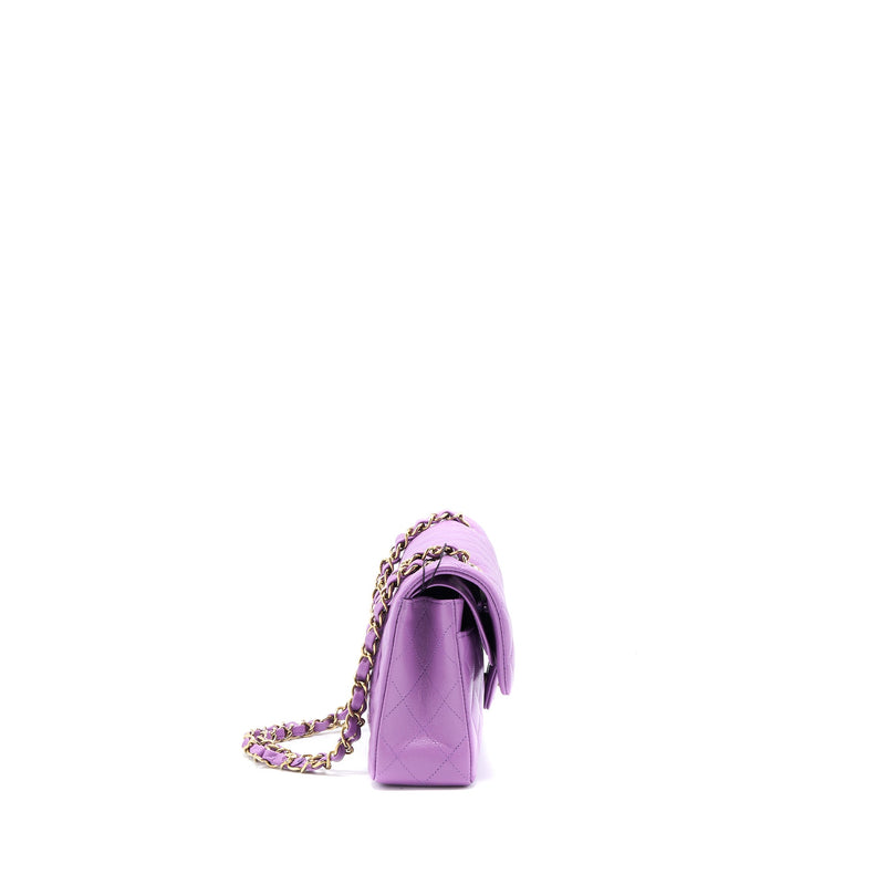 Chanel 22S Small Classic Double Flap Bag Caviar Purple LGHW (Microchip)