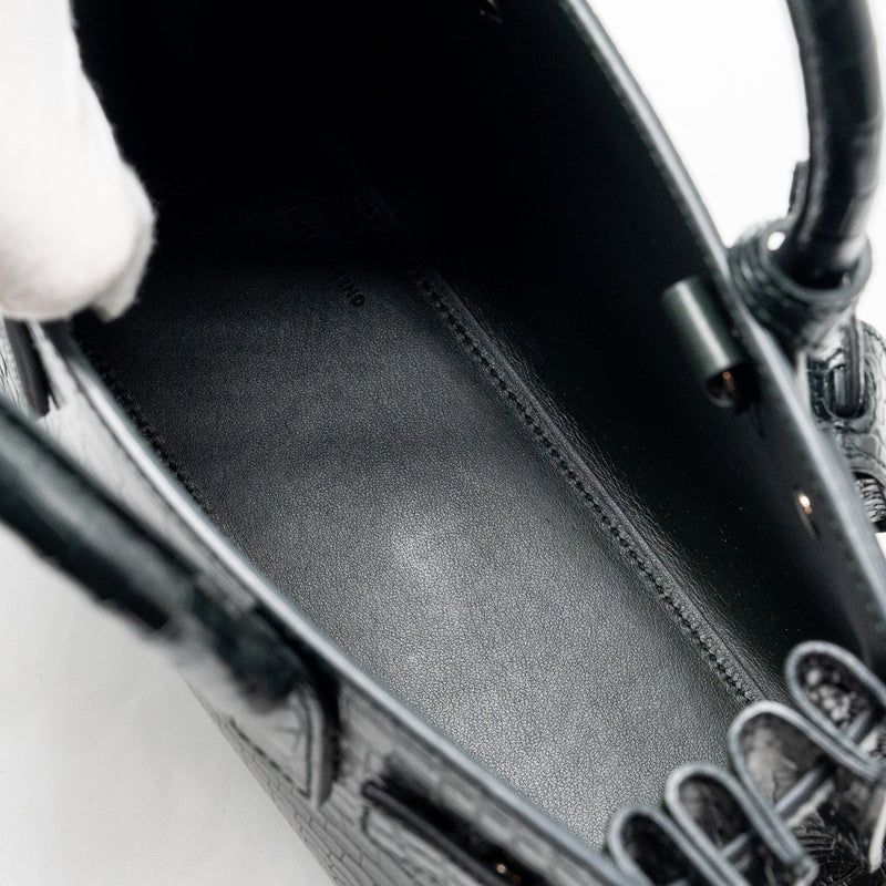 Saint Laurent/YSL Sac de Jour Nano Croc-embossed Calfskin Dark Green SHW