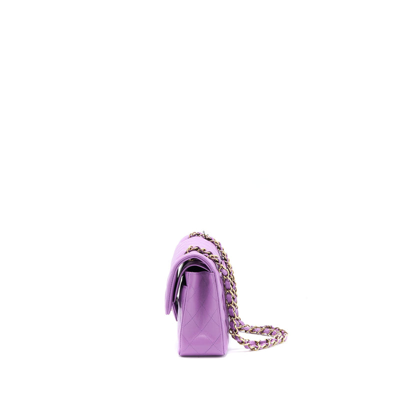 Chanel 22S Small Classic Double Flap Bag Caviar Purple LGHW (Microchip)