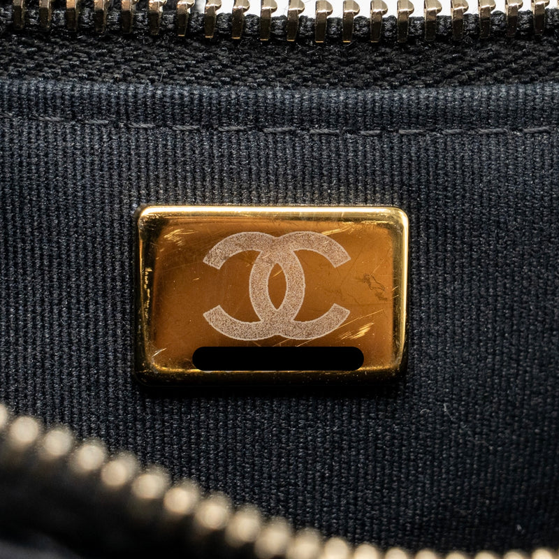 Chanel Large Quilted Hobo Bag Shiny Crumpled Lambskin Black GHW (Microchip)