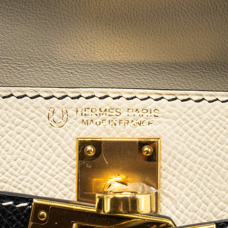 Hermes Mini Kelly Special Order Epsom Nata/Black GHW Stamp U