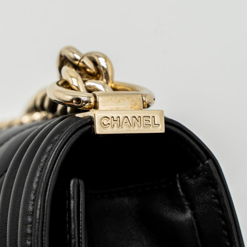 Chanel Small Chevron Boy Bag Lambskin Black GHW