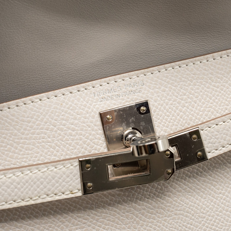 Hermes Mini Kelly II epsom gris pale SHW stamp B