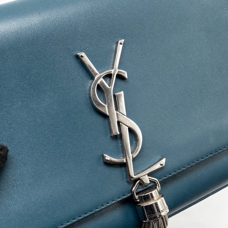 Saint Laurent/YSL Small Kate Bag with Tassel Caflskin Blue SHW