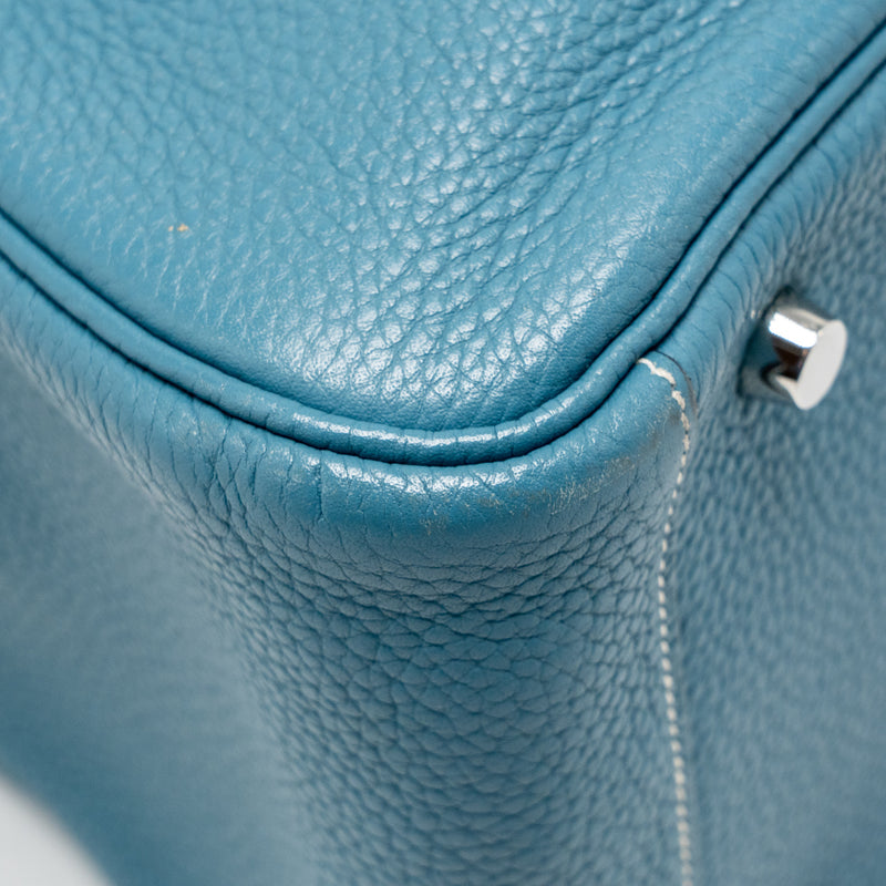 Hermes Lindy 30 Clemence Blue Jeans SHW Stamp Square O