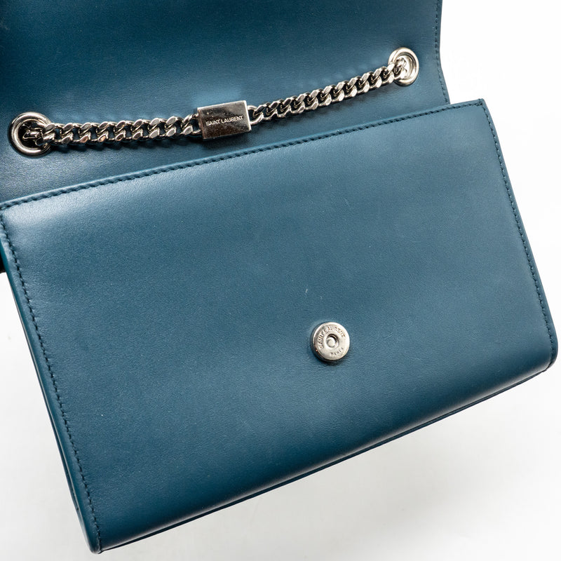 Saint Laurent/YSL Small Kate Bag with Tassel Caflskin Blue SHW