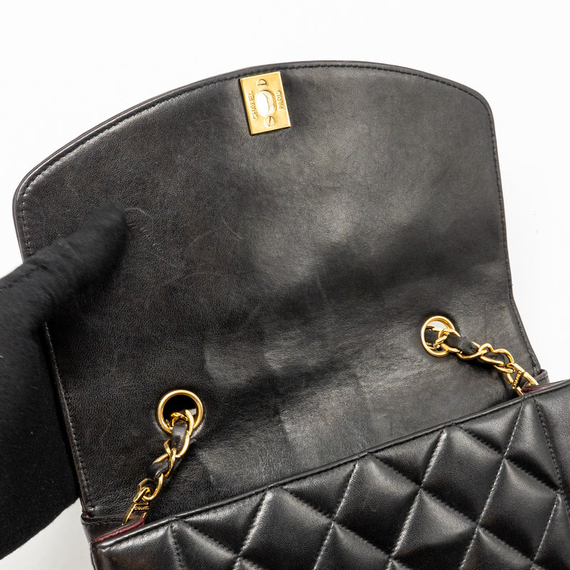 Chanel Vintage Small Diana Quilted Flap Bag Lambskin Black GHW