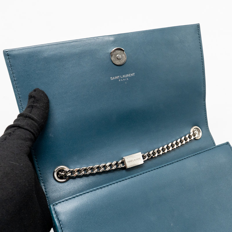 Saint Laurent/YSL Small Kate Bag with Tassel Caflskin Blue SHW