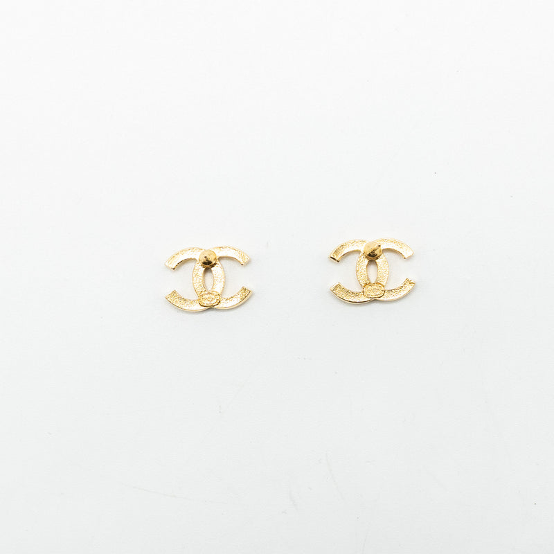 Chanel CC Logo Earrings Gold Tone