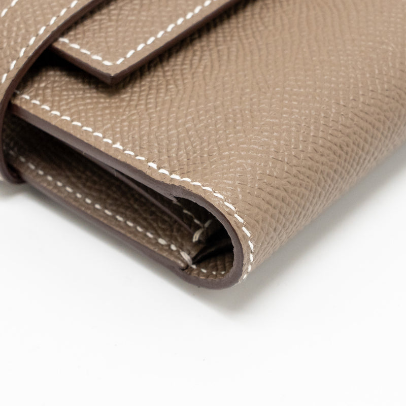 Hermes Kelly Wallet Epsom Etoupe GHW Stamp D