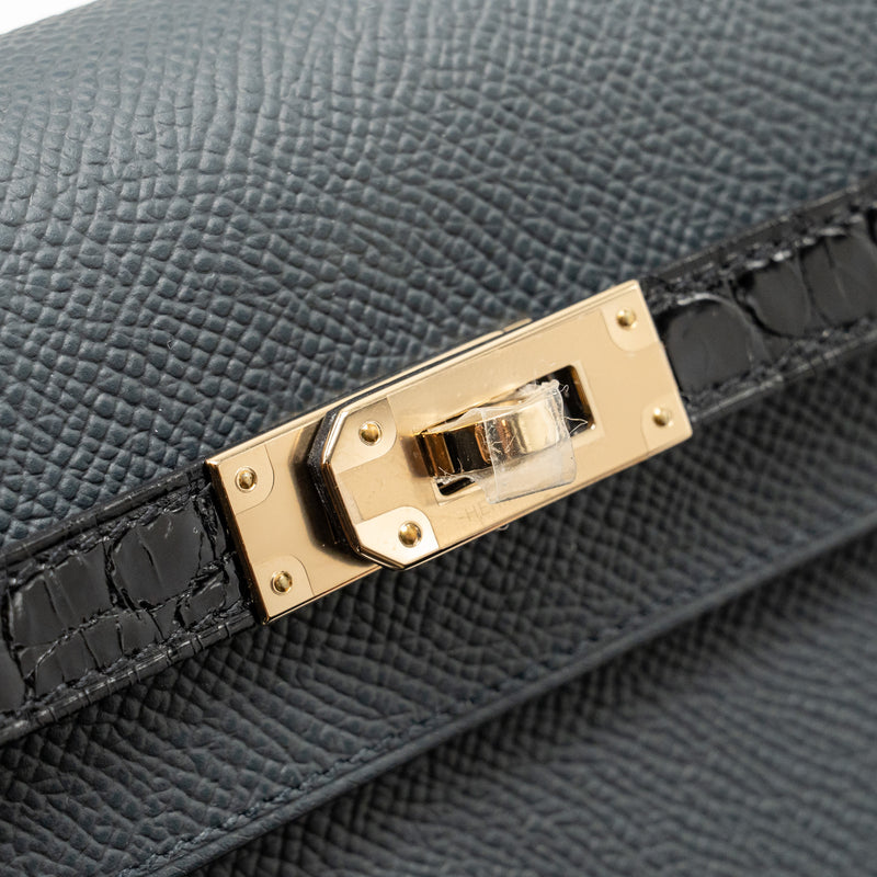 Hermes Kelly To Go Alligator Touch Epsom Gris Misty LGHW Stamp W