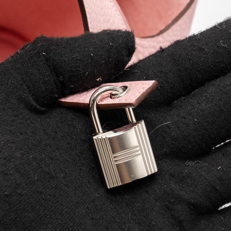 Hermes picotin 22 lock bag clemence rose sakura SHW stamp B