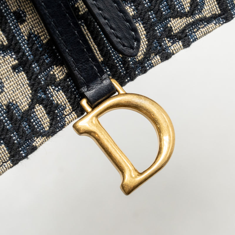 DIOR Saddle Pouch Dior Oblique Canvas Blue GHW
