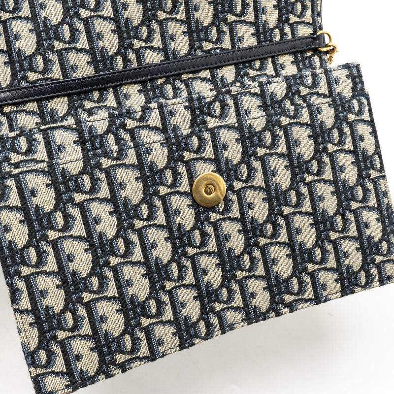 DIOR Saddle Pouch Dior Oblique Canvas Blue GHW