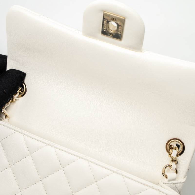 Chanel 23C Pearl Crush Mini Rectangular Flap Bag Lambskin White LGHW (Microchip)