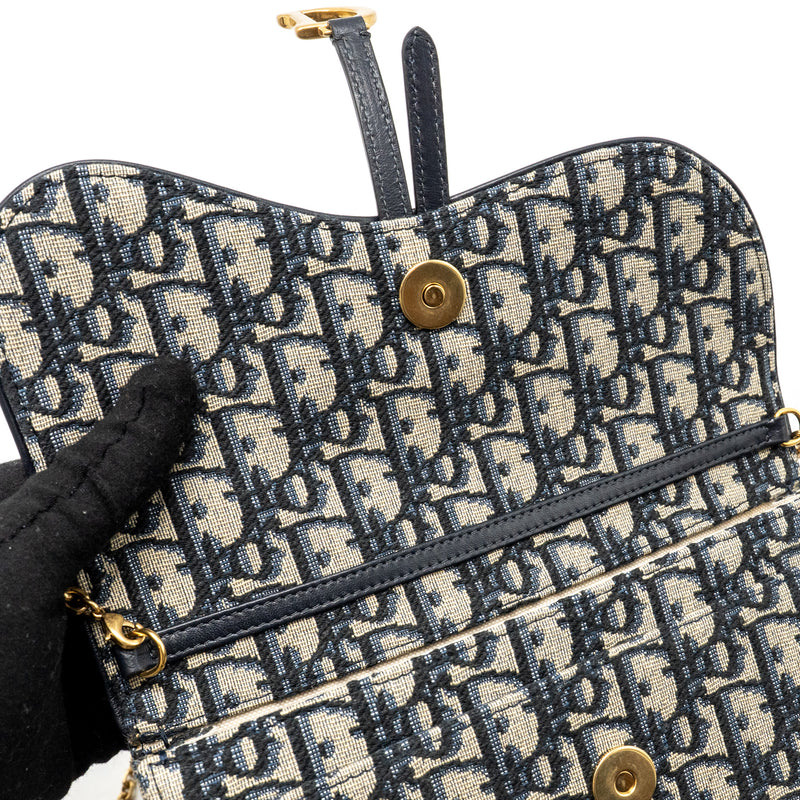 DIOR Saddle Pouch Dior Oblique Canvas Blue GHW