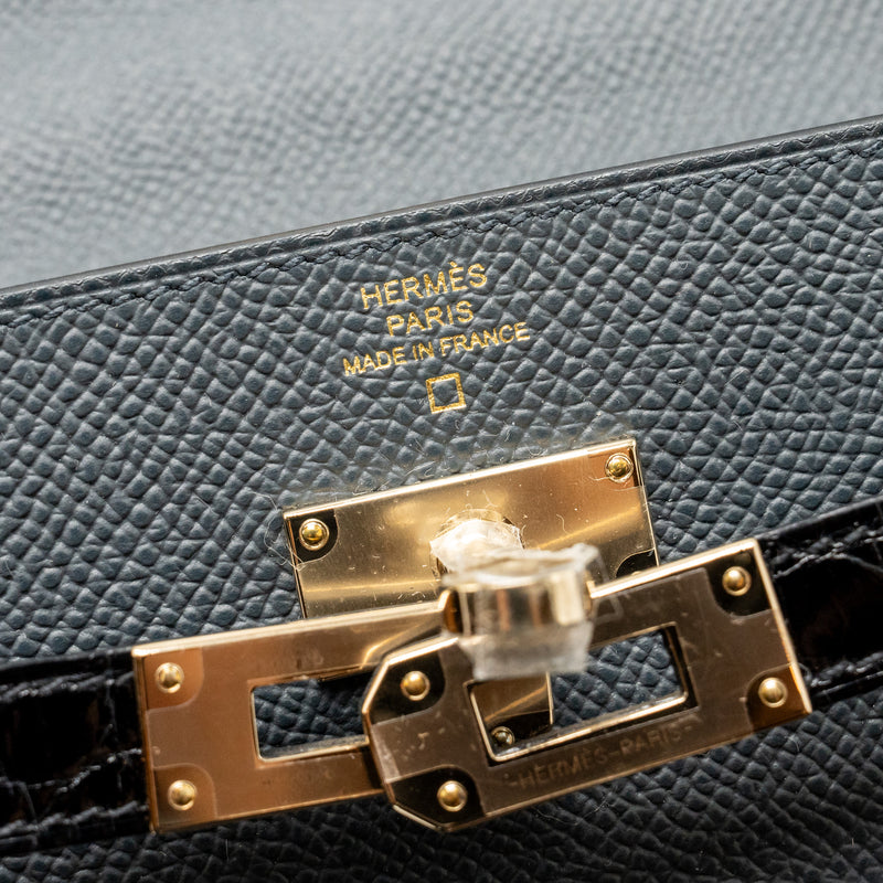 Hermes Kelly To Go Alligator Touch Epsom Gris Misty LGHW Stamp W