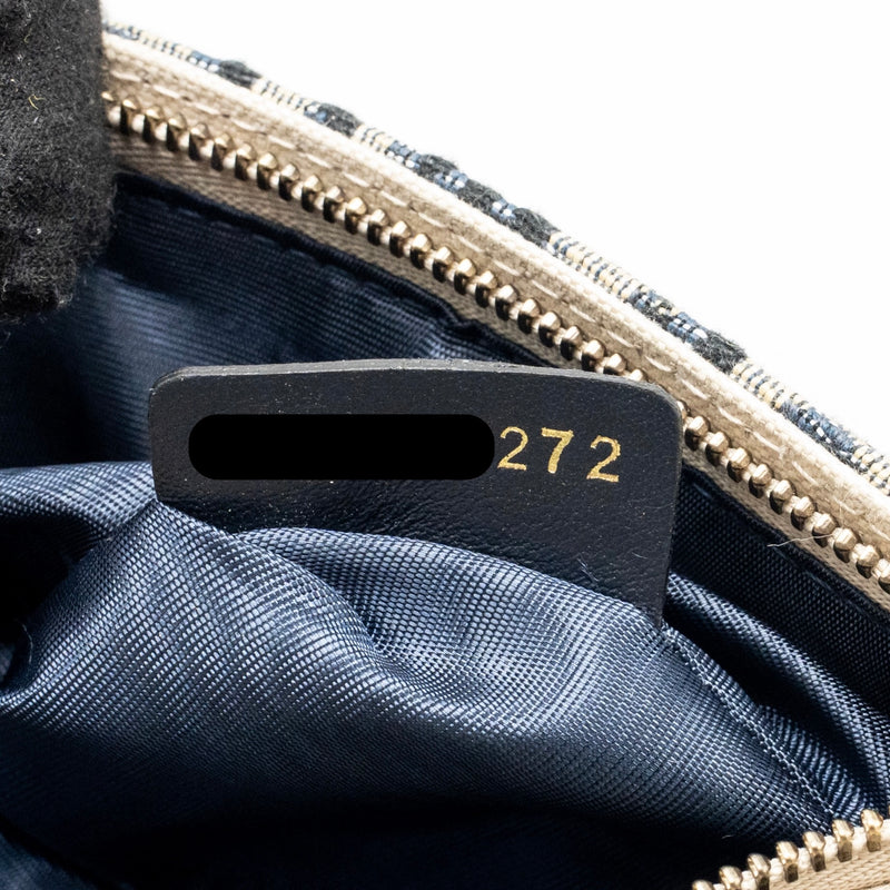 DIOR Saddle Pouch Dior Oblique Canvas Blue GHW
