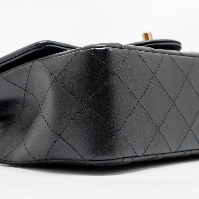 Chanel Mini Rectangular Flap Bag Lambskin Black RGHW (Microchip)