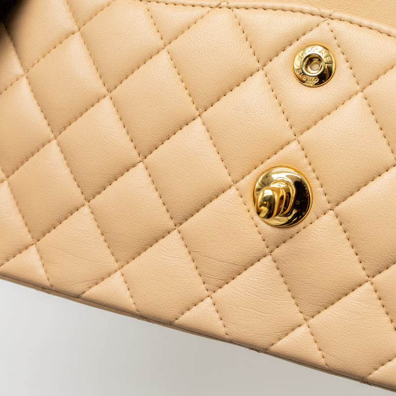 Chanel Small Classic Flap Bag Lambskin Beige GHW