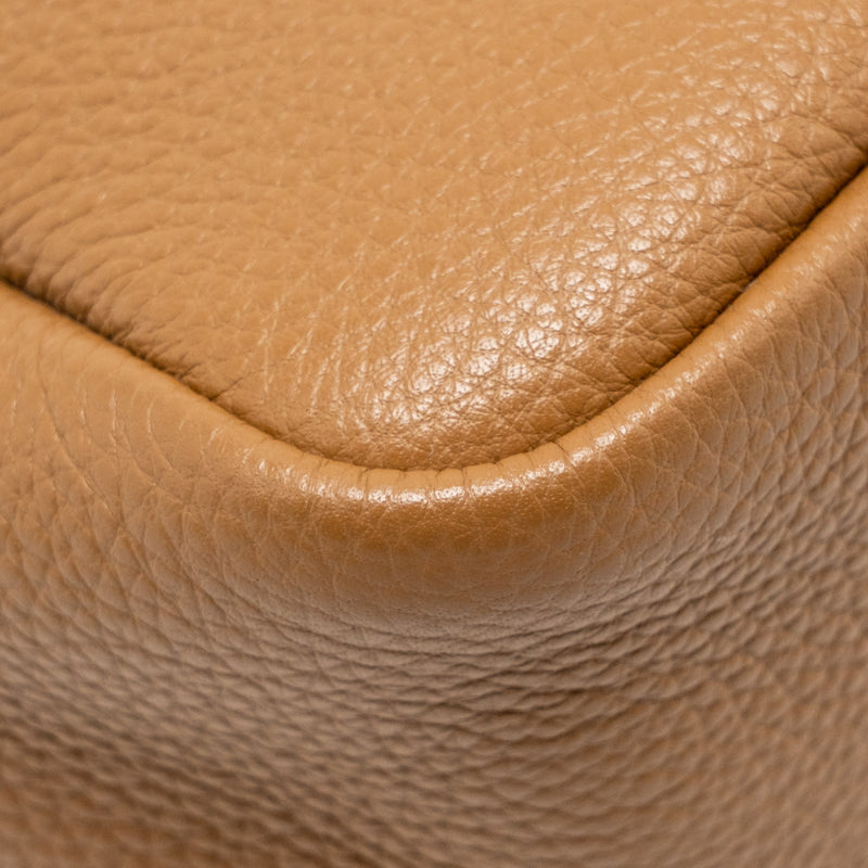 Prada Mini Leather Handbag Calfskin Caramel SHW