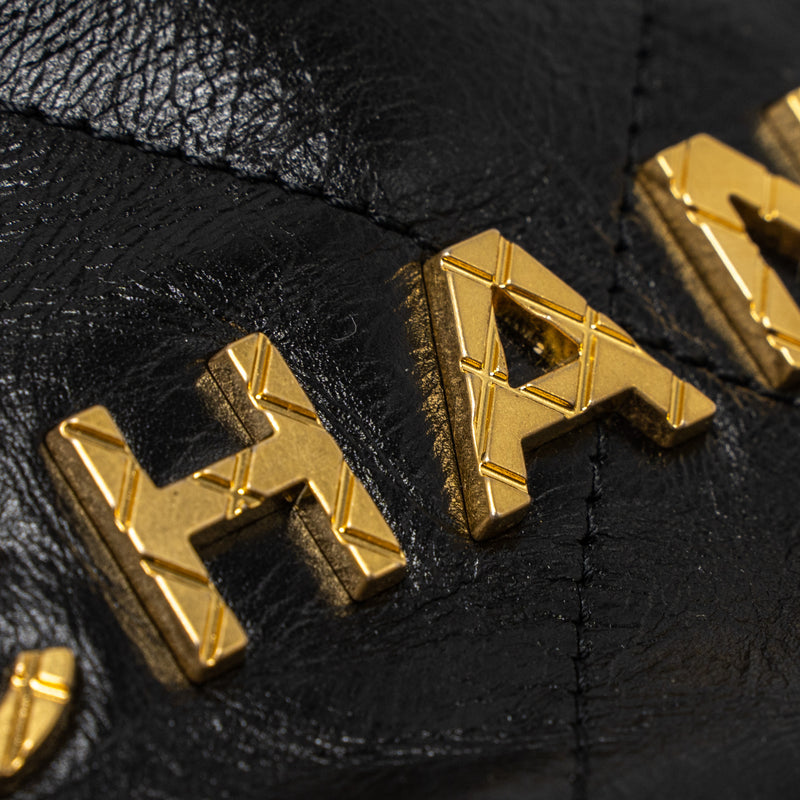 Chanel 23S Mini 22 Bag with Pearl Shiny Calfskin Black Brushed GHW (Microchip)