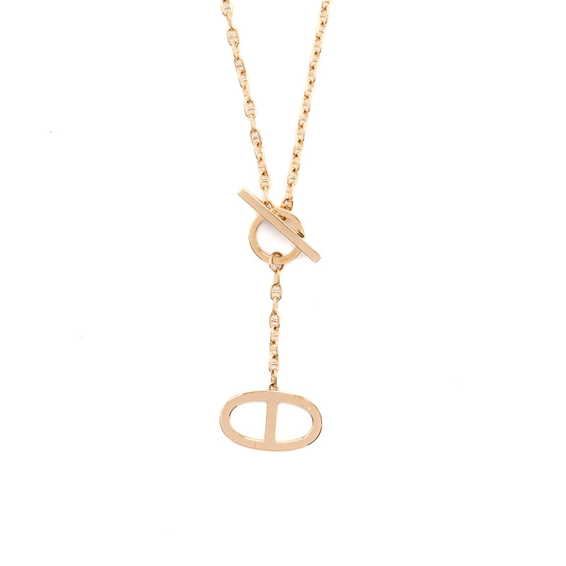 Hermes Chain D’ancre Contour Pendant, Large Model Rose Gold, Diamonds