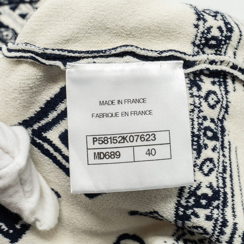 Chanel Size 40 18C Pullover Cotton/ Viscose Navy/Ecru