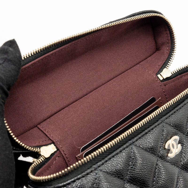 CHANEL 25P CC Top Handle Vanity Bag Caviar Black LGHW (Microchip)