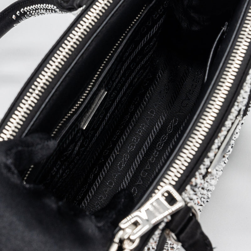 Prada Black Crystal-Embellished Patent Saffiano Leather Mini