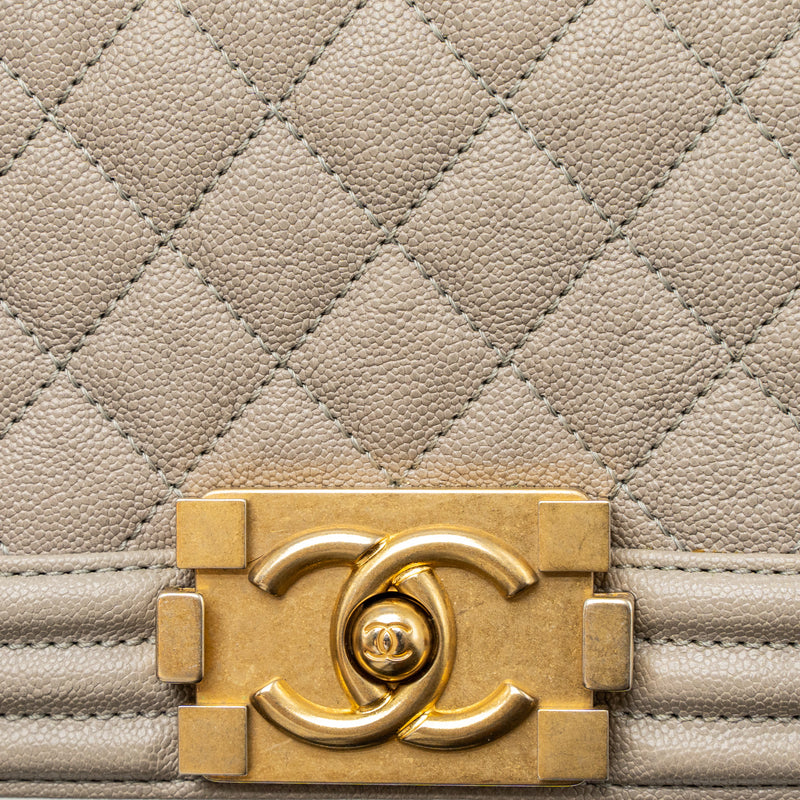 Chanel Small Boy Bag Caviar Light Grey GHW