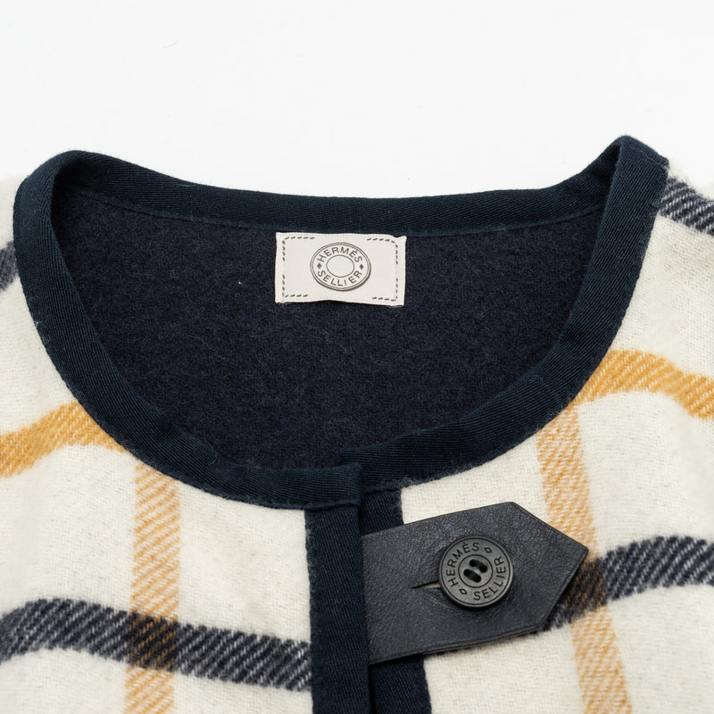 Hermes Plain Cape Merinos Wool / Cashmere Navy / Beige / Multicolour