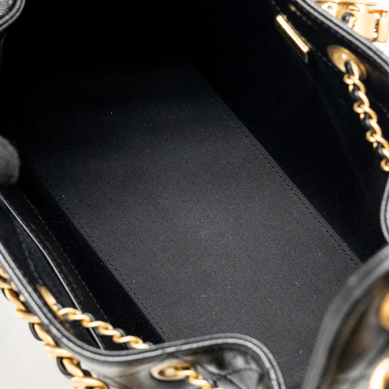 Chanel 25 Small Handbag Grained Calfskin Black GHW (Microchip)