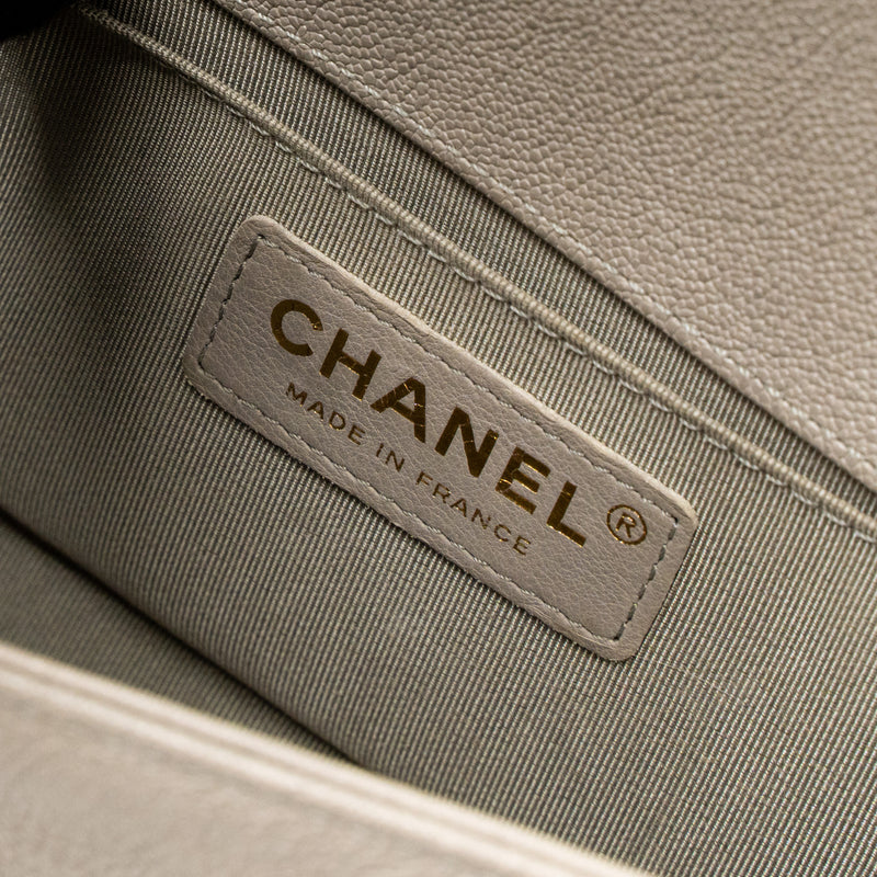 Chanel Small Boy Bag Caviar Light Grey GHW