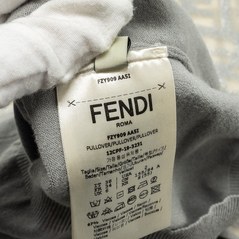 Fendi size 38 Zucca-Jacquard top Viscose / Polyester light grey