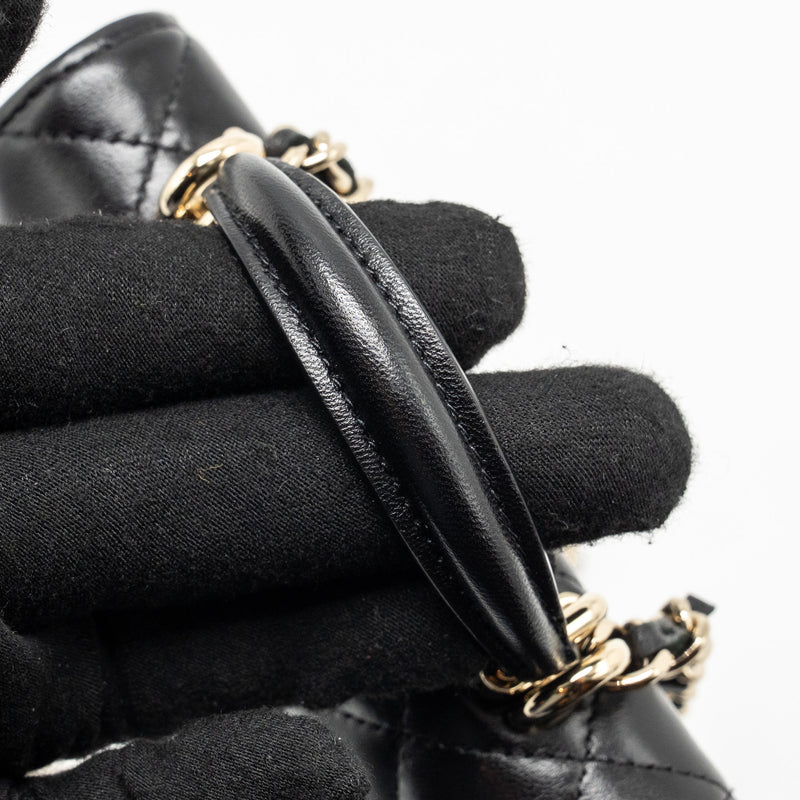 Chanel Top Handle Mini Flap Bag Lambskin Black LGHW
