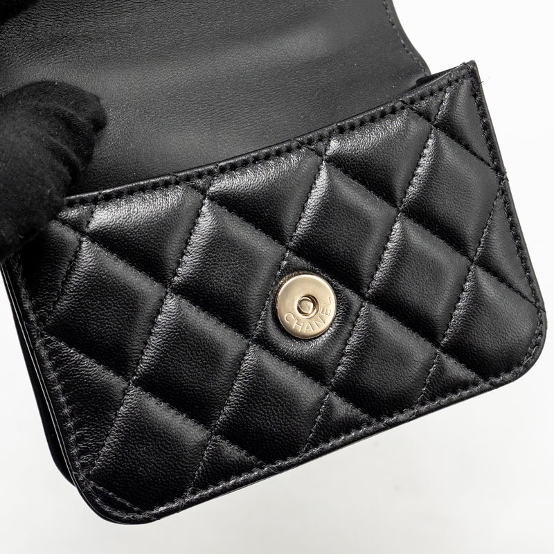 Chanel Top Handle Mini Flap Bag Lambskin Black LGHW