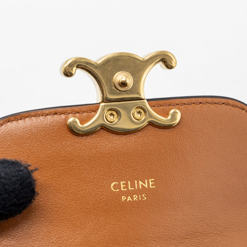 Celine Small Triomphe Flap Wallet Canvas Tan GHW