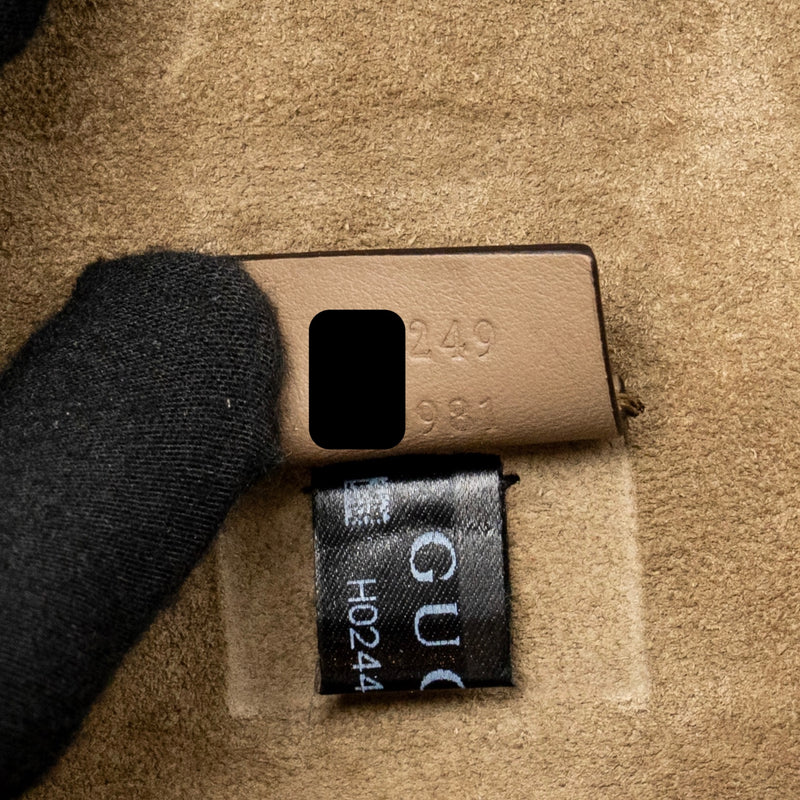 GUCCI Small Dionysus Shoulder Bag GG Supreme Canvas/ Suede Brown SHW