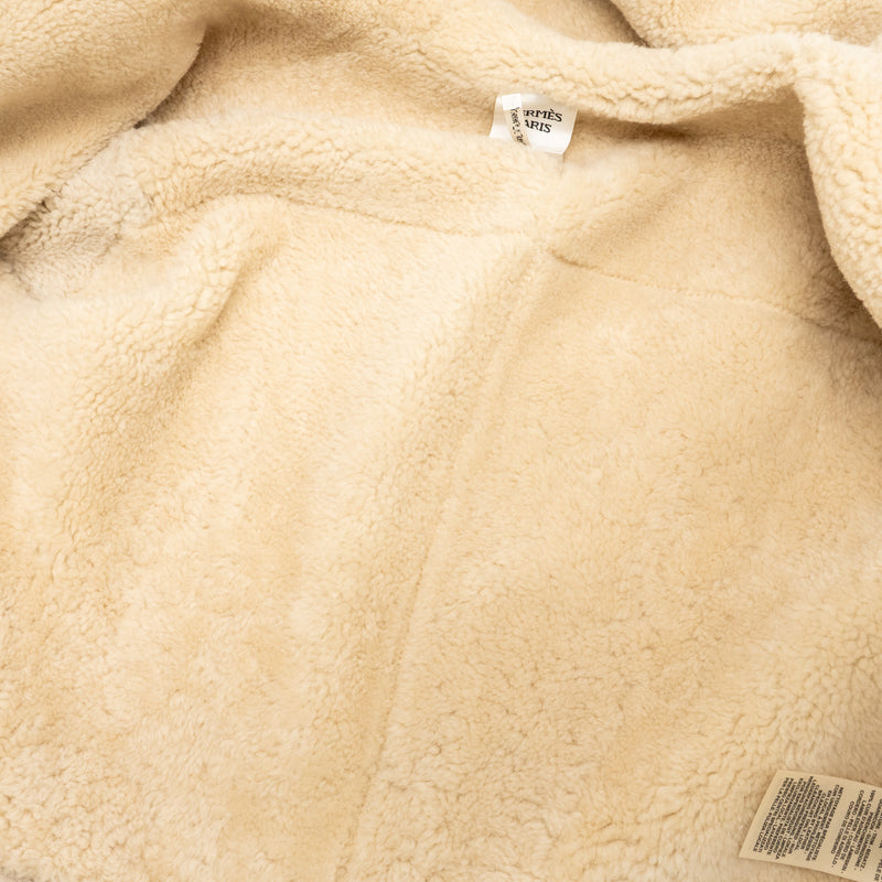 Hermes Size 38 Bomber Jacket Dyed Lambskin Blanc/Coquille SHW