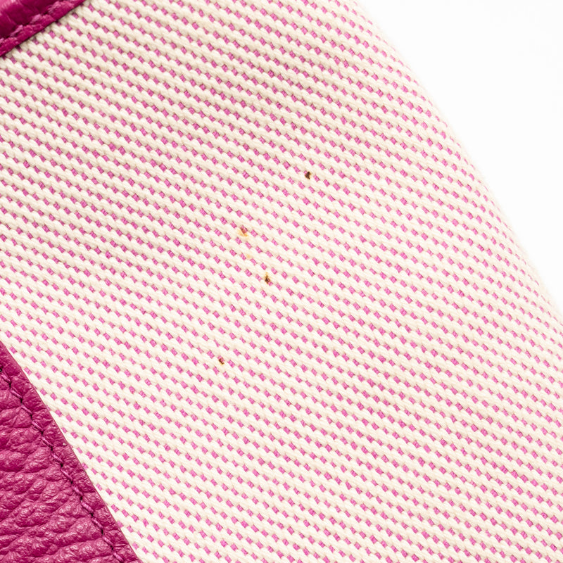 Hermes Garden Party 30 Toile Militaries Canvas/Negonda Ecru-Rose Pou/Rose Pou SHW Stamp C