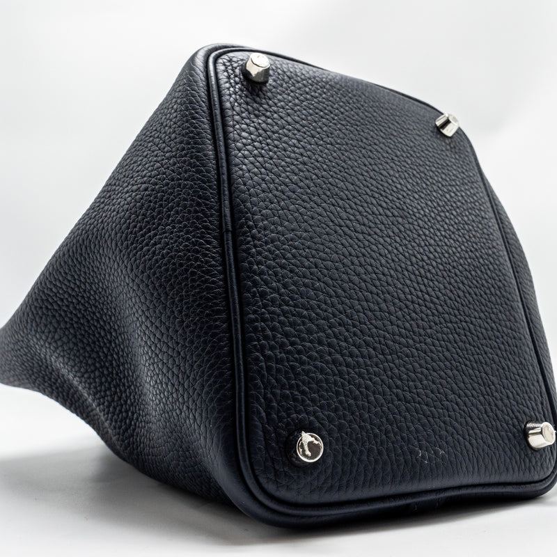 Hermes Picotin 18 lock Bag Clemence Blue Nuit / Rose Pourpre SHW Stamp A
