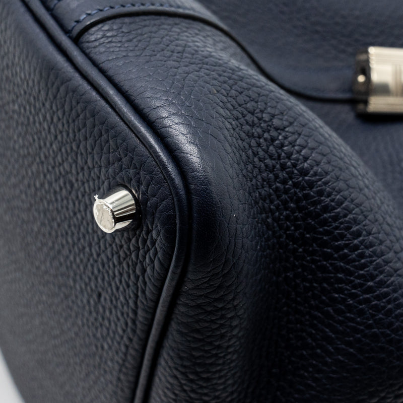 Hermes Picotin 18 lock Bag Clemence Blue Nuit / Rose Pourpre SHW Stamp A